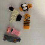 hand-knitted animal finger puppets