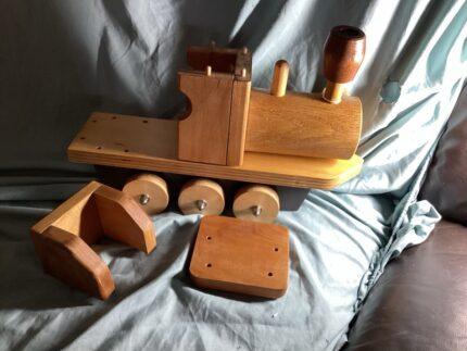Large handmade wooden pull apart train